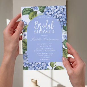 Convite Estilo Nupcial Floral Hortênsia Azul Botânica