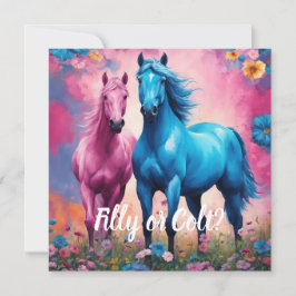 Convite Estilo Ocidental Cor-de-Rosa Cintilada e Azul Reve