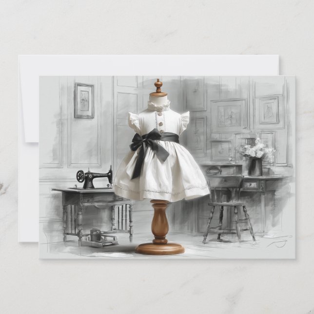 Convite Estilo Preto e Branco do Atelier do primeiro anive (Frente)