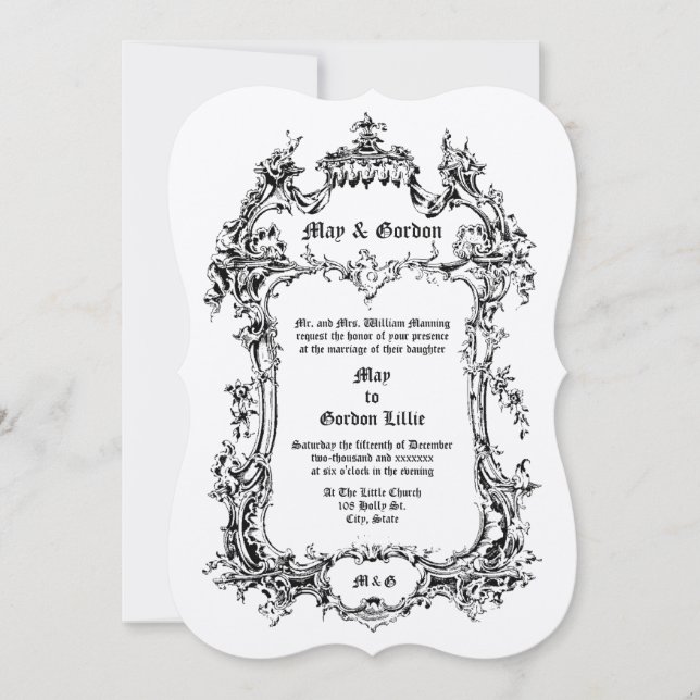 Convite Estilo Rococó Barroco Fronteira Rodoviária Era Vit (Frente)