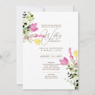 Convite Estilo Romântico de Flores bonito de Casamento de