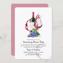 Convite Estilo Vermelho do Aniversário do Vinho e Janto