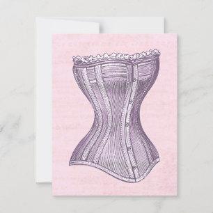 Convite Estilo Vintage do Corset Vitoriano Rosa e Roxo