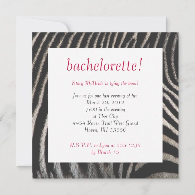 Convite Estilo Zebra Convidar (Frente)