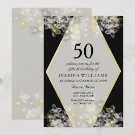 Convite Estiloso Floral Aquarela 50º Aniversário