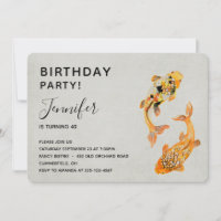 Estiloso Peixe Koi Dourado Aniversário