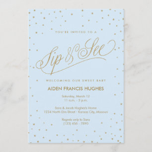 Convite Estimulantes Estrelas Blue Boy Baby Sip and See