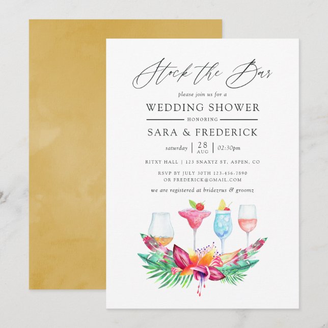 Convite Estoque Floral de Verão Tropical na Barra (Frente/Verso)