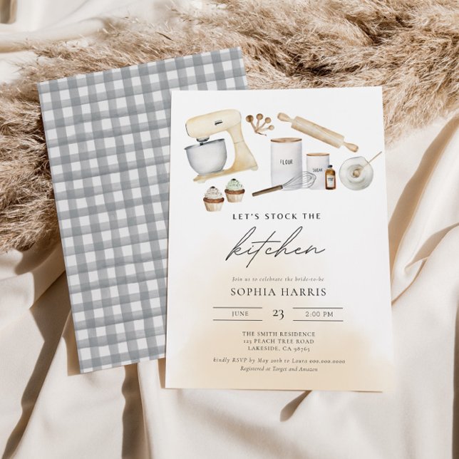 Convite Estoque O Chá de panela De Aquarela Da Cozinha (Criador carregado)