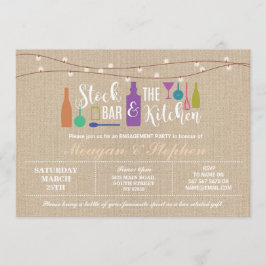 Convite Estoque os Casais de Noivado do Bar e da Cozinha L