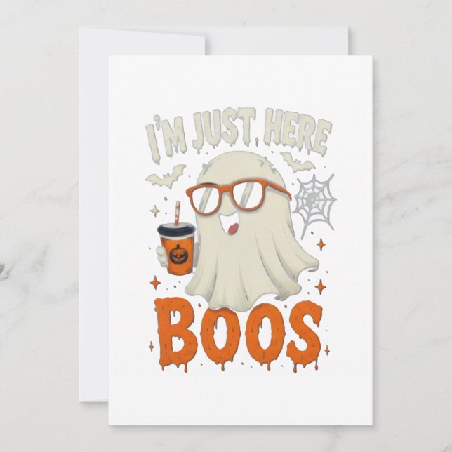 Convite “Estou Aqui Só Para Boos” Design de Fantasma (Frente)