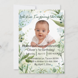 Convite Estou crescendo como uma erva, primeiro aniversari