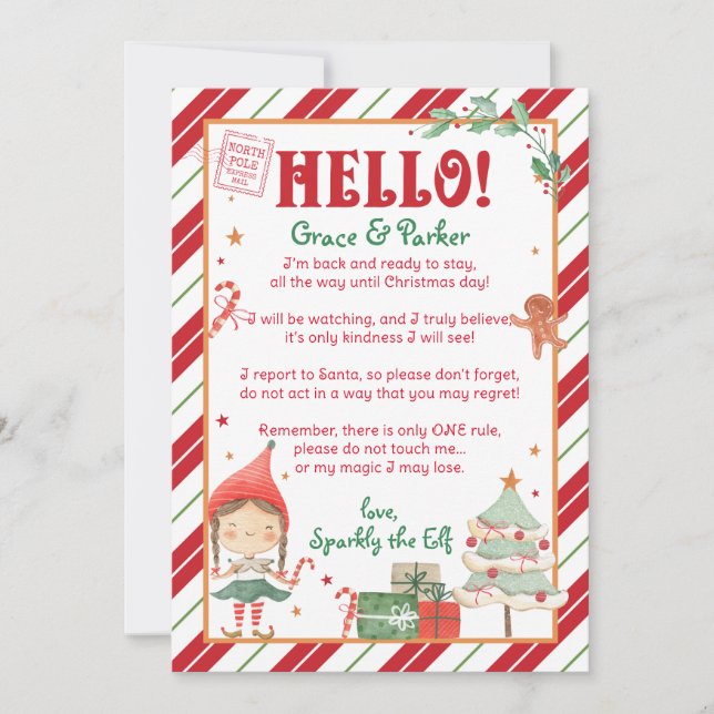 Convite Estou de volta à Elf Girl Personalize e Impressão (Frente)