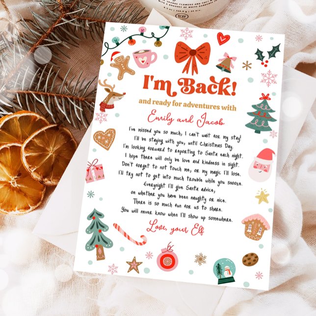 Convite Estou de Volta Carta de Chegada do Elfo de Natal  (Criador carregado)