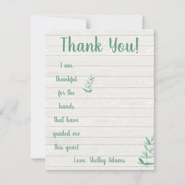 Convite Estou grato pelas mãos que me guiaram (Frente)