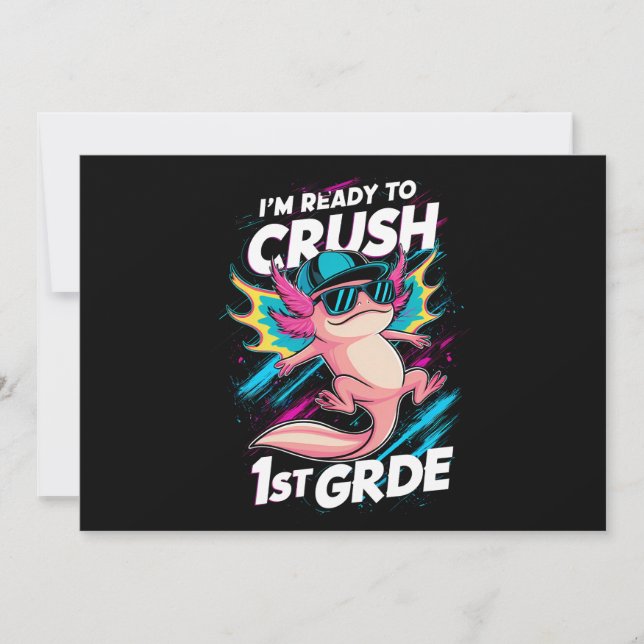 Convite Estou pronto para esmagar a Escola Axolotl de Volt (Frente)