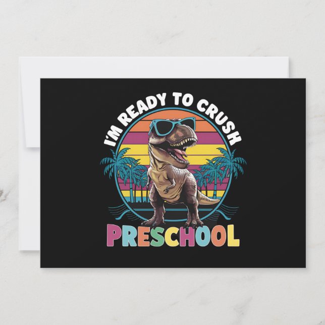Convite Estou Pronto Para Esmagar Pré-Escolar Dinossauro T (Frente)