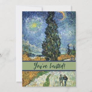 Convite Estrada com Ciprestes Impressionismo de Van Gogh