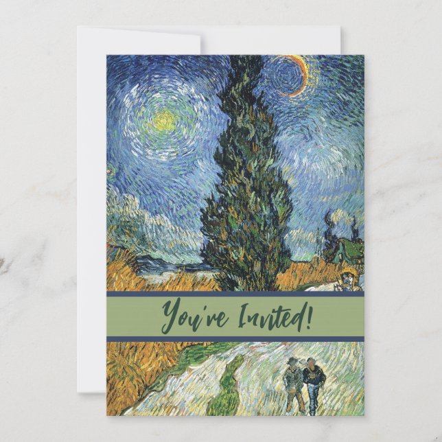 Convite Estrada com Ciprestes Impressionismo de Van Gogh (Frente)
