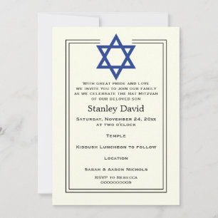 Convite Estrela Azul de David borda dupla Bar Mitzvah