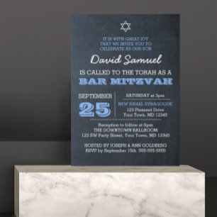 Convite Estrela azul de prata do Bar David Mitzvah