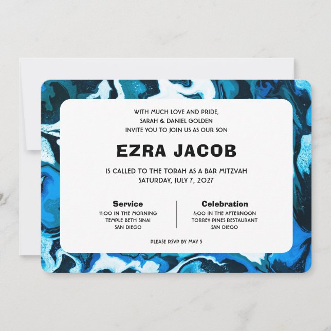 Convite Estrela Azul do Marble do Bar Personalizado David  (Frente)