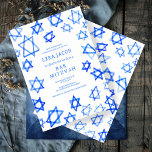 Convite Estrela Azul Legal de Água do Bar David Bat Mitzva<br><div class="desc">Cartão perfeito para anunciar um morcego mitzvah, bar mitzvah ou outra celebração judaica! A mão fez a aquarela arte para você na frente e atrás! TOTALMENTE PERSONALIZÁVEL! Clique em "Personalizar" acima para editar o texto. Clique em "editar usando a ferramenta design" para ajustar as fontes, as cores e os posicionamentos...</div>