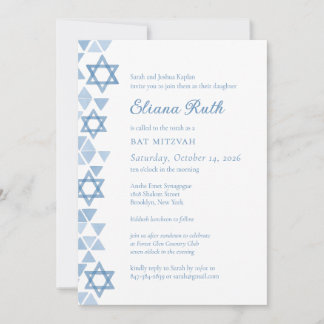 Convite Estrela Azul Moderna de David Bat Mitzvah