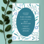 Convite Estrela Botânica de Aquarela de David Bar Bat Mitz<br><div class="desc">Cartão perfeito para anunciar um morcego mitzvah, bar mitzvah ou outra celebração judaica! A mão fez a aquarela arte para você na frente e atrás! TOTALMENTE PERSONALIZÁVEL! Clique em "Personalizar" acima para editar o texto. Clique em "editar usando a ferramenta design" para ajustar as fontes, as cores e os posicionamentos...</div>