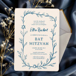 Convite Estrela Botânica Delicada de David Bar Bat Mitzvah<br><div class="desc">Cartão perfeito para anunciar um morcego mitzvah, bar mitzvah ou outra celebração judaica! A mão desenhou uma delicada arte de trama de folha para você! TOTALMENTE PERSONALIZÁVEL! Clique em "Personalizar" acima para editar o texto. Clique em "editar usando a ferramenta design" para ajustar as fontes, cores e posicionamentos e para...</div>