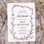 Convite Estrela Botânica Delicada de David Bar Bat Mitzvah<br><div class="desc">Cartão perfeito para anunciar um morcego mitzvah, bar mitzvah ou outra celebração judaica! A mão desenhou uma delicada arte de trama de folha para você! TOTALMENTE PERSONALIZÁVEL! Clique em "Personalizar" acima para editar o texto. Clique em "editar usando a ferramenta design" para ajustar as fontes, cores e posicionamentos e para...</div>