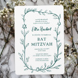 Convite Estrela Botânica Delicada de David Bar Bat Mitzvah<br><div class="desc">Cartão perfeito para anunciar um morcego mitzvah, bar mitzvah ou outra celebração judaica! A mão desenhou uma delicada arte de trama de folha para você! TOTALMENTE PERSONALIZÁVEL! Clique em "Personalizar" acima para editar o texto. Clique em "editar usando a ferramenta design" para ajustar as fontes, cores e posicionamentos e para...</div>