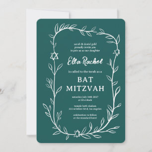 Convite Estrela Botânica Delicada de David Bar Bat Mitzvah