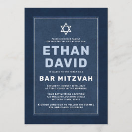 Convite Estrela branca azul moderna de David bar mitzvah