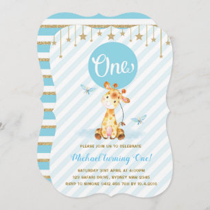 Convite Estrela da cintilação do aniversário do girafa