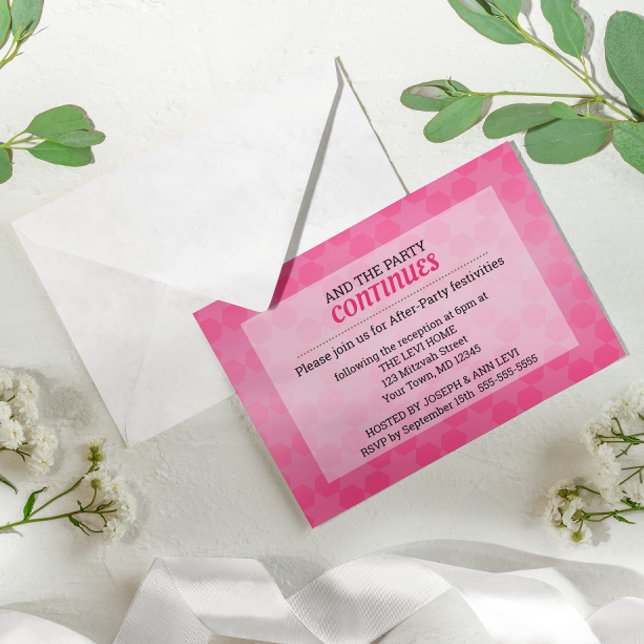 Convite Estrela da festa do David Pink Ombre Bat Mitzvah (Criador carregado)