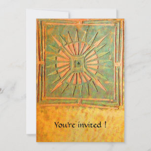 Convite ESTRELA DA MANHÃ, amarelo esverdeado antigo, branc