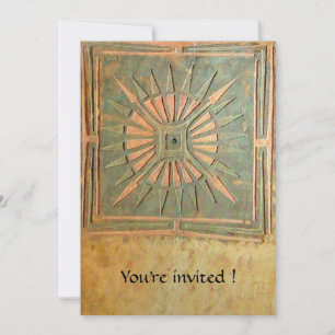 Convite ESTRELA DA MANHÃ, amarelo esverdeado antigo, branc