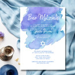 Convite Estrela de Aquarela Azul Moderna do BAR David MITZ<br><div class="desc">Belos cartões de convite Mitzvah religiosos Judeus (ou Bar). Azul-aquarela clara e roxo leve com estrela de David em branco. Letras modernas de script. "É chamado para o TORAH como um Bar Mitzvah". Prefeito para um filho de 13 anos,  rapaz. Fácil de editar - basta adicionar suas informações/texto.</div>