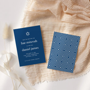 Convite Estrela de Davi Moderno Mitzvah Save the Date Pequ