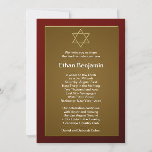 Convite Estrela de David Bar Mitzvah vermelha