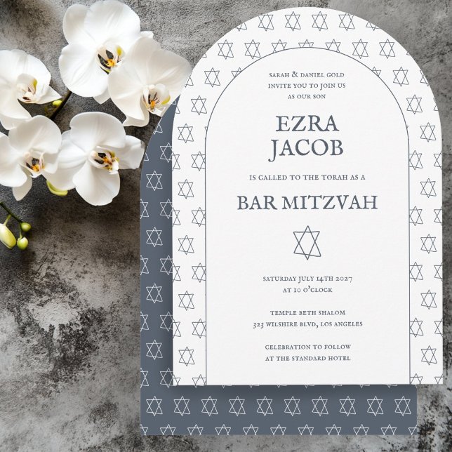 Convite Estrela de David Custom B'nai Bat Bar Mitzvah Arch (Star of David Custom B'nai Bat Bar Mitzvah Arched Invitation
)