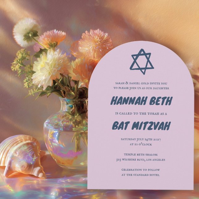 Convite Estrela de David Custom B'nai Bat Bar Mitzvah Arch (Star of David Custom B'nai Bat Bar Mitzvah Arched Invitation
)