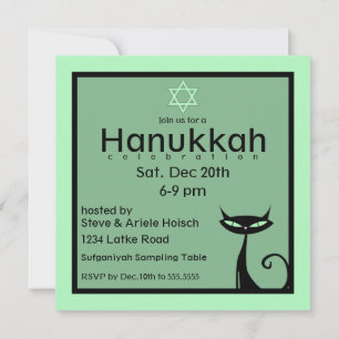 Convite Estrela de David Gatinha Judia Hanukkah