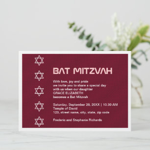 Convite Estrela de David Pattern Bat Mitzvah