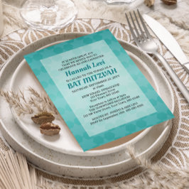 Convite Estrela de David Teal Ombre Bat Mitzvah