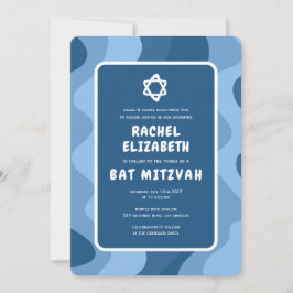 Convite Estrela de Ondas Azuis do David Custom Bat Mitzvah