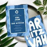 Convite Estrela de Ondas Azuis Groovy do Bar Personalizado<br><div class="desc">Cartão perfeito para anunciar um morcego mitzvah, bar mitzvah ou outra celebração judaica! Mão fez arte para você com a letra no lado de trás! TOTALMENTE PERSONALIZÁVEL! Clique em "Personalizar" acima para editar o texto. Clique em "editar usando a ferramenta design" para ajustar as fontes, cores e posicionamentos e para...</div>