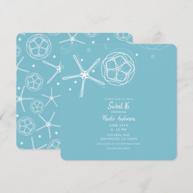 Convite Estrela de Pérola Branca Festa de 16 Anos (Frente/Verso)