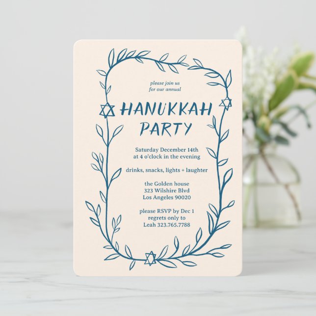 Convite Estrela Delicada do Partido Hanukkah (Em pé/Frente)